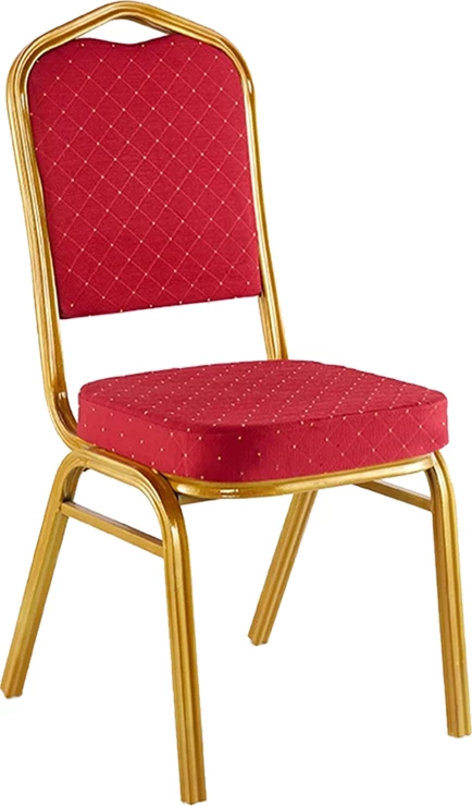 Karrige konferencash Hilton, stof i kuq, metal ngjyrë ari, 45x51x96cm