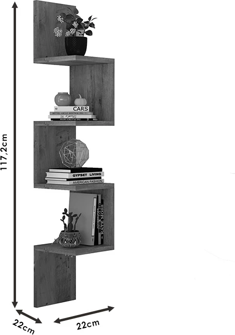 Raft muri këndor Belinda, ngjyrë sonoma, 22x22x117.2cm