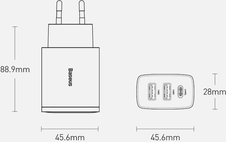 Karikues muri Baseus CCXJ-E01 30W 2x USB-A + 1x USB-C PD/QC, i zi