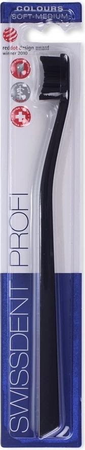 Furçë dhëmbësh Swissdent Profi Colours Soft Medium Black 1 copë