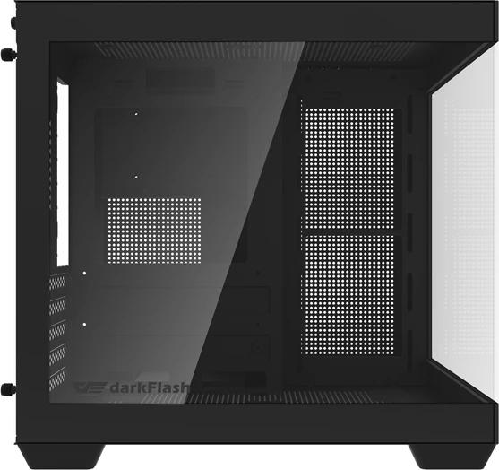 Kasë Darkflash C275P mini tower M-ATX/ITX, pamje 270° xham i temperuar, pa ventilatorë, e zezë