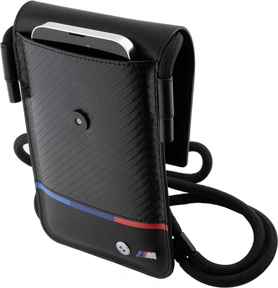 Çantë portofol BMW Carbon Tricolor Line, për celular, e zezë