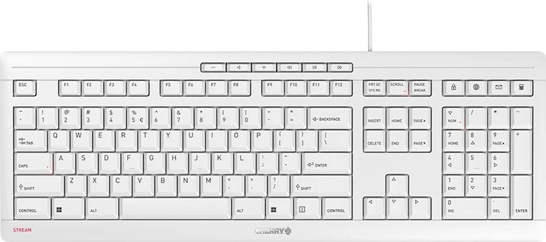 Tastierë CHERRY STREAM, Full-size, Wired, USB, Mekanike, QWERTY, Bardhë