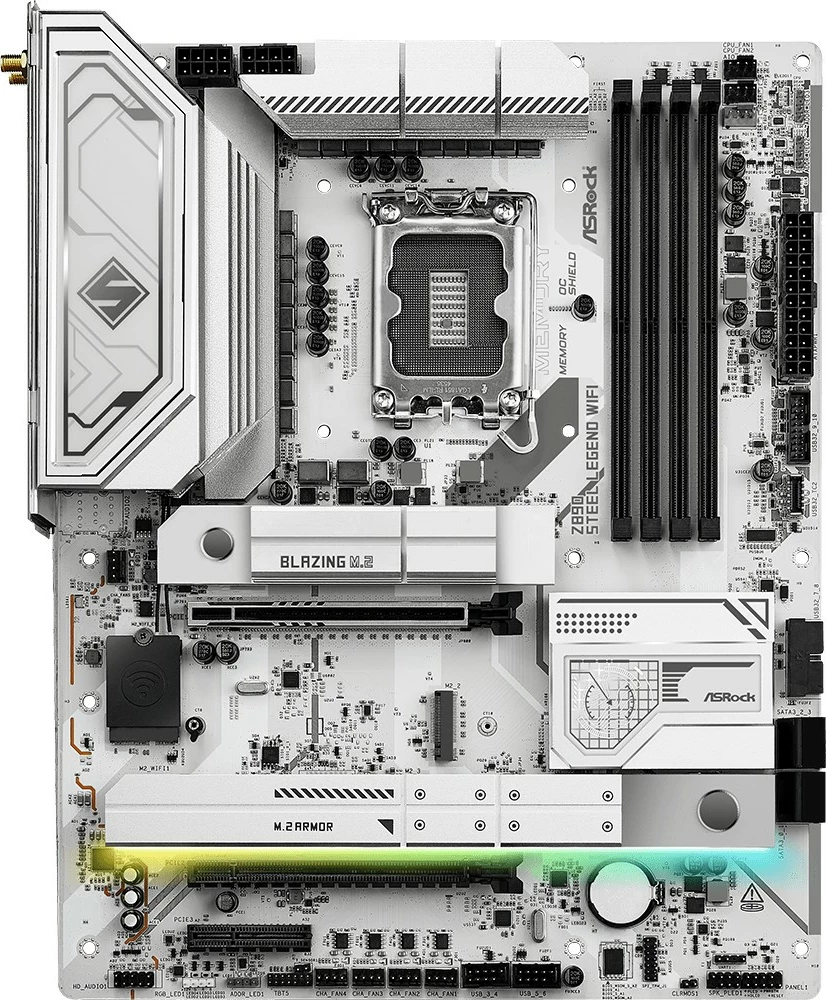 Pllakë amë, ASRock, Z890 Steel Legend WiFi, ATX LGA1851 Intel Z890 DDR5 PCIe 5.0 Wi‑Fi 7 Thunderbolt 4, set me 2 kabllo SATA dhe 2 antena