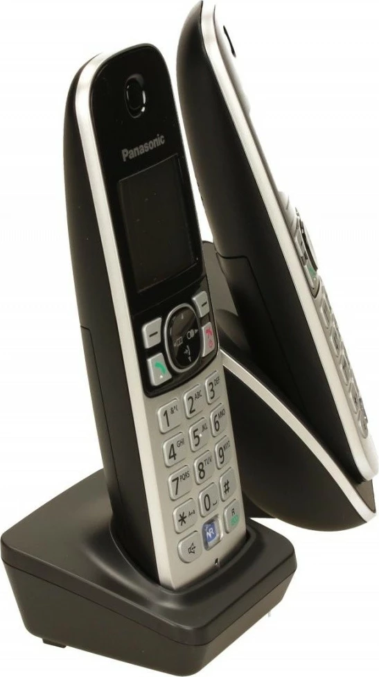Telefon pa kabllo Panasonic KX-TG6812, 2 aparate, i zi/argjendtë
