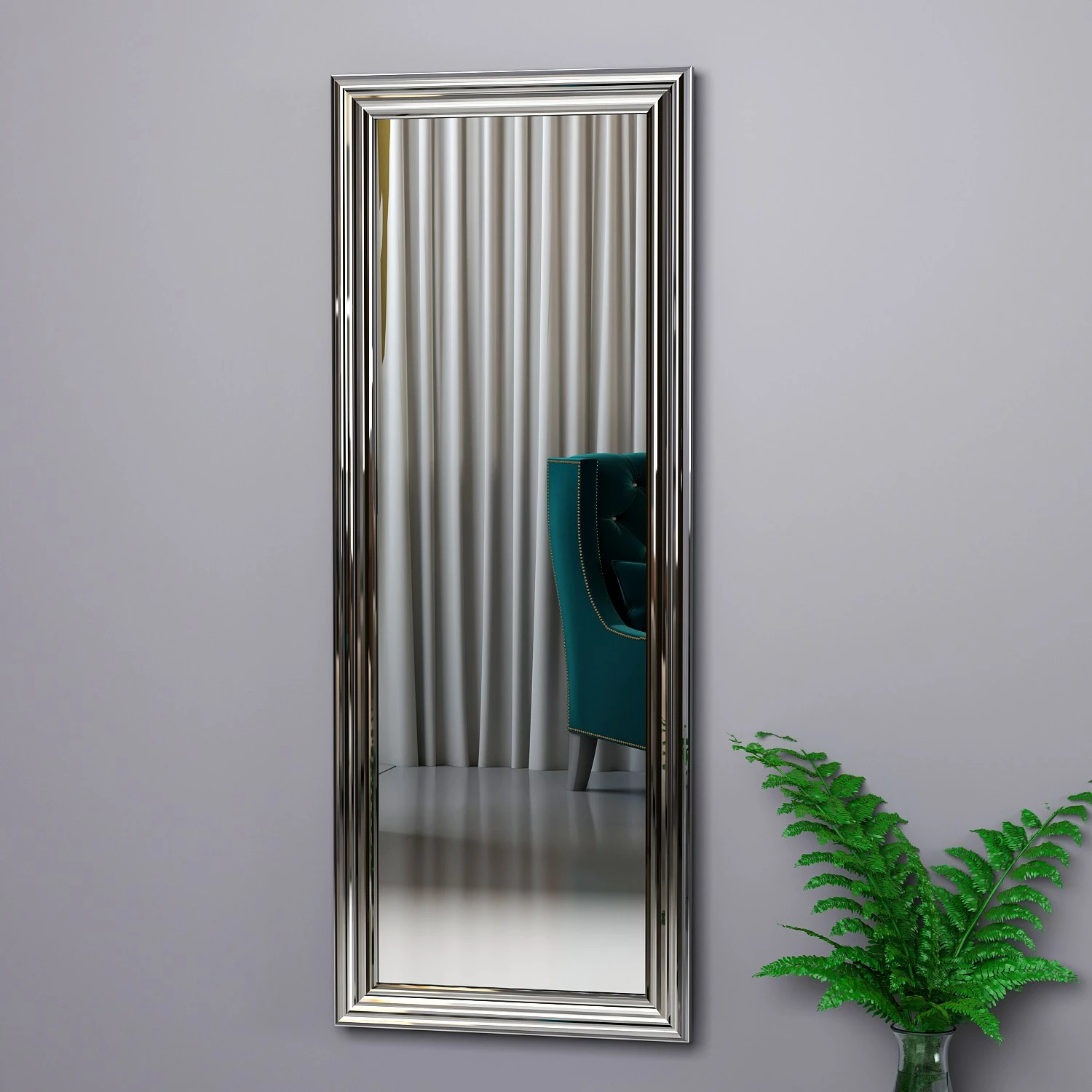 Pasqyrë me kornizë argjendi, Hanah Home, Smooth, 40x105cm