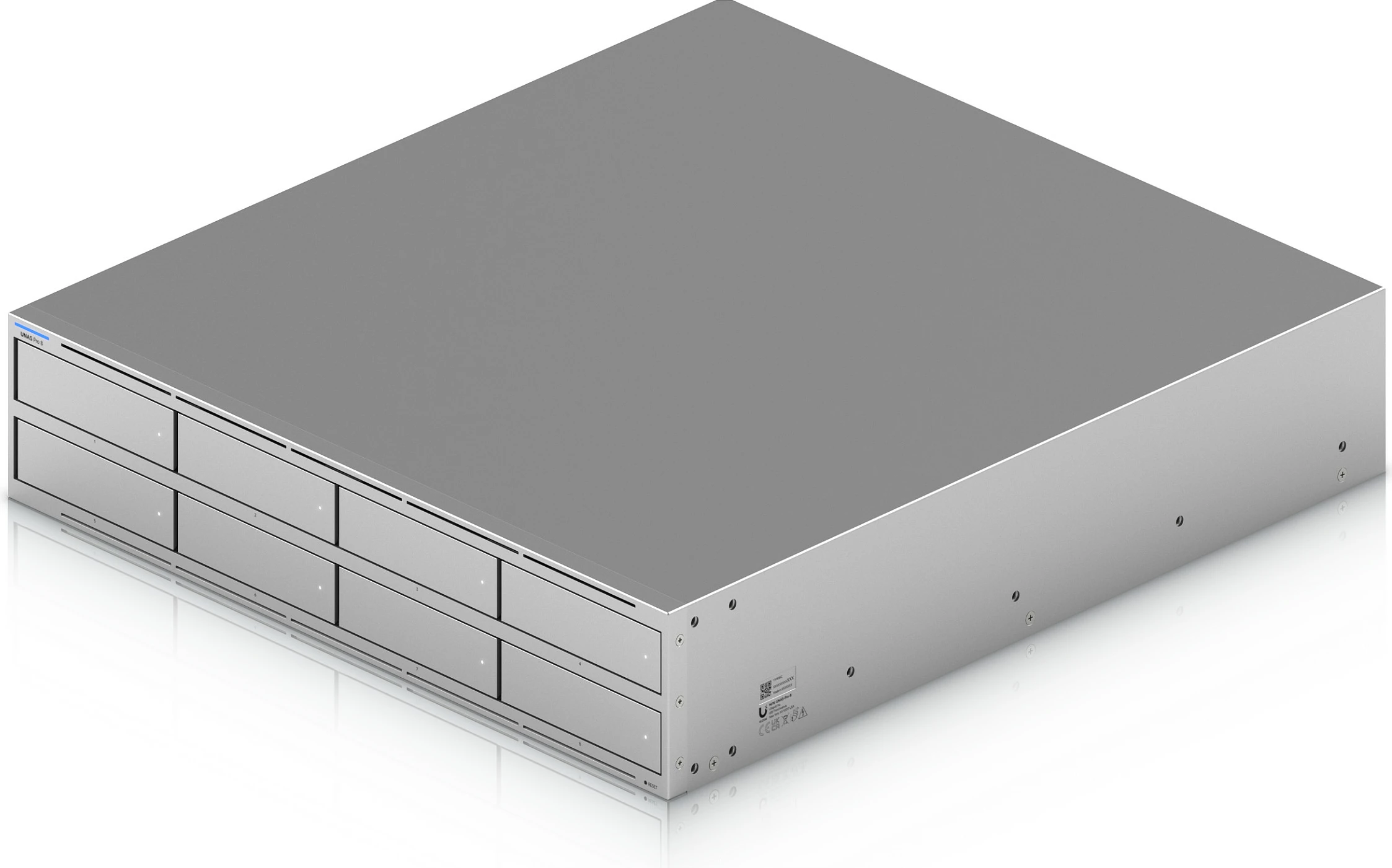 NAS Ubiquiti UNAS-Pro-8, Rack 2U, 16GB RAM, 2x SFP+, deri 10 disqe HDD/SSD, Gri
