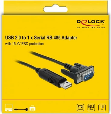 Kabëll adaptor DeLOCK 66283 USB Type-A në RS-485, 1.8 m, i zi