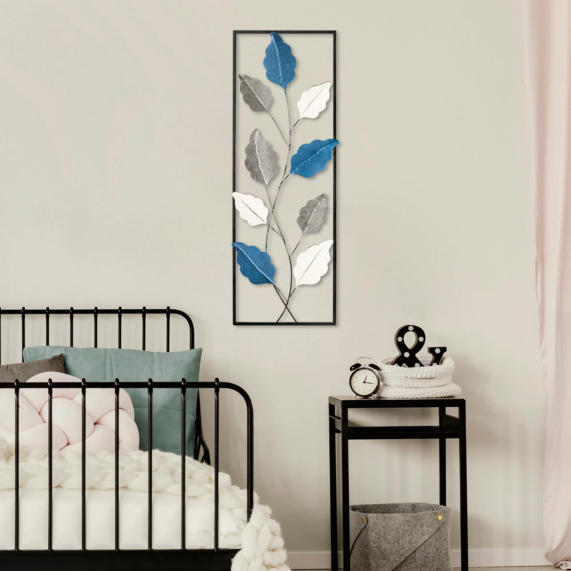 Aksesor dekorativ metalik për mur, Wallity Fagus 2, shumëngjyrësh, 32x90cm
