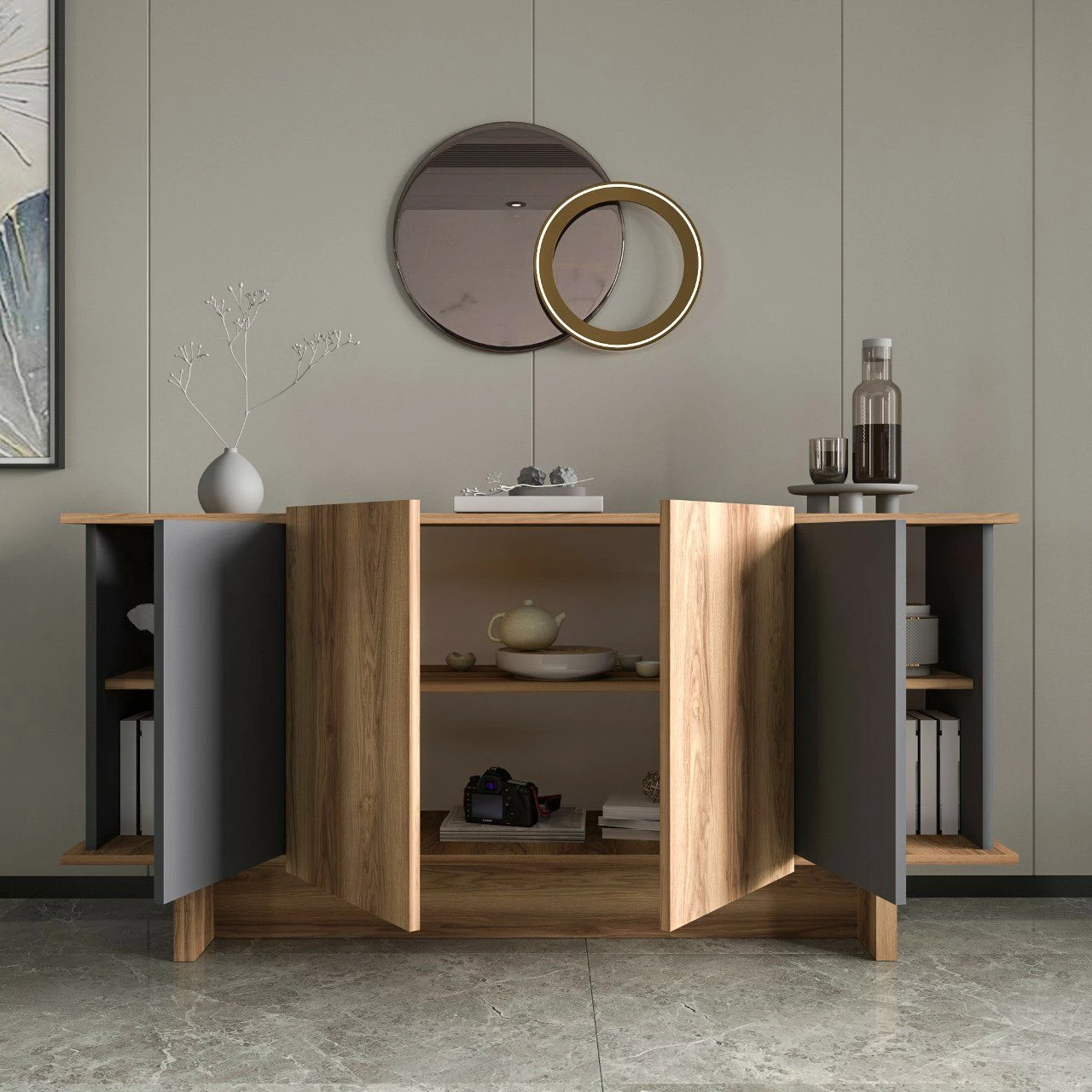 Konsol Skye Decor, Diana, antracit dhe arre