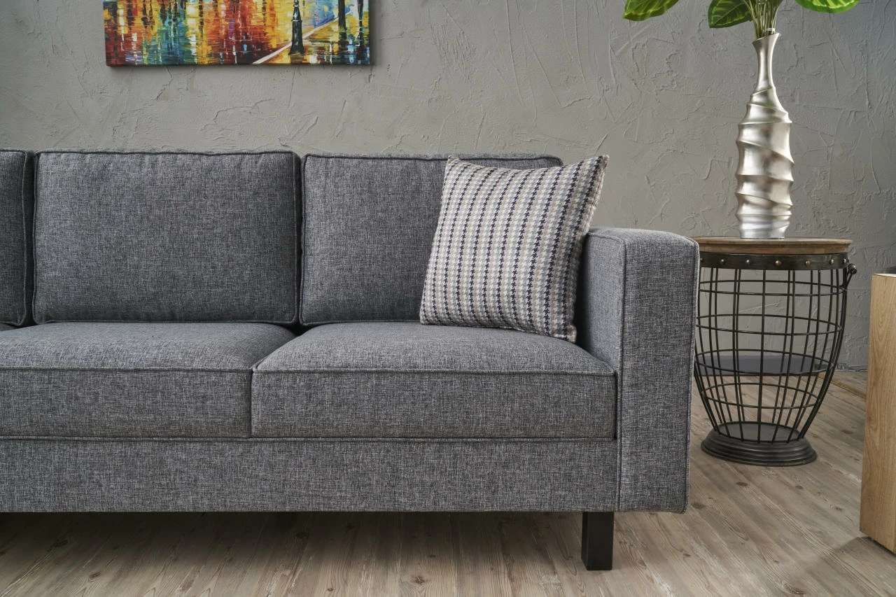 Divan treshe Atelier del Sofa, Kale Linen, ngjyrë gri