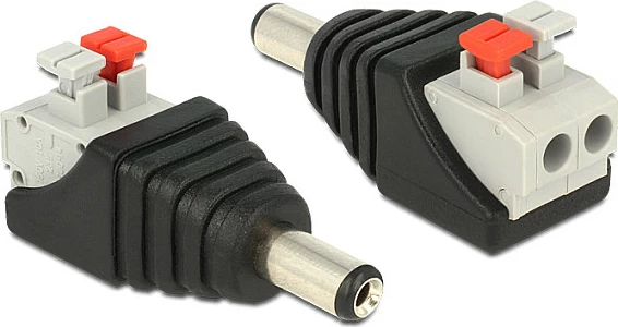 Adapter DC DeLOCK 65523, 5.5 x 2.1 mm, terminal bllok, zi/argjend