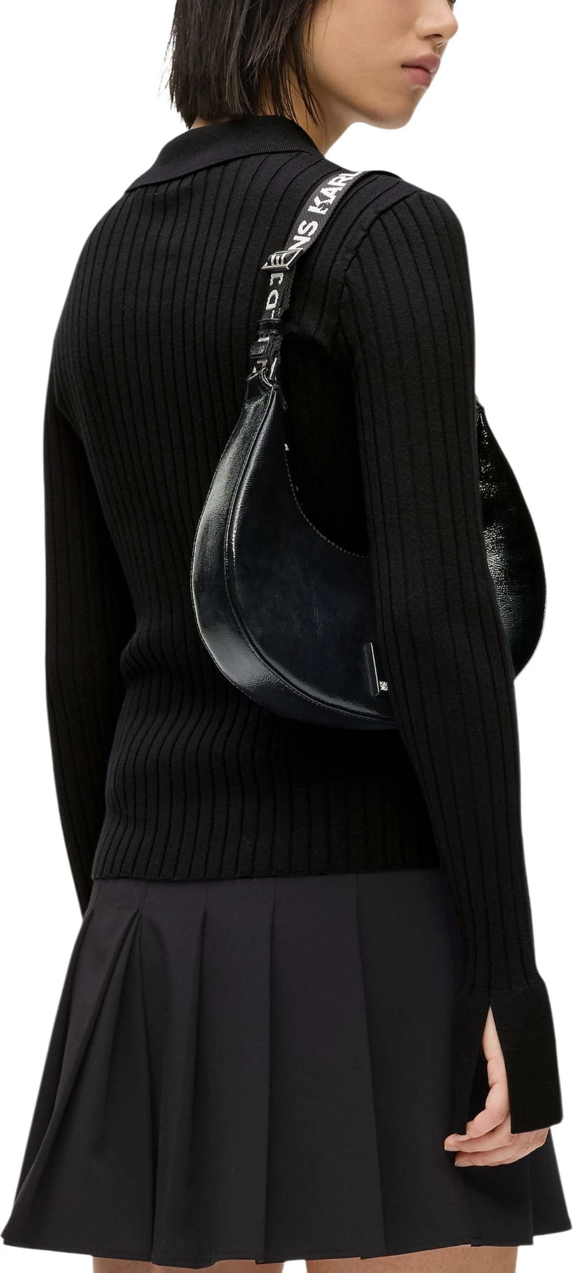 Xhemper polo për femra Karl Lagerfeld Jeans KLJ Ls Knitted Polo B1W18026, i zi [Madhësia: XS]