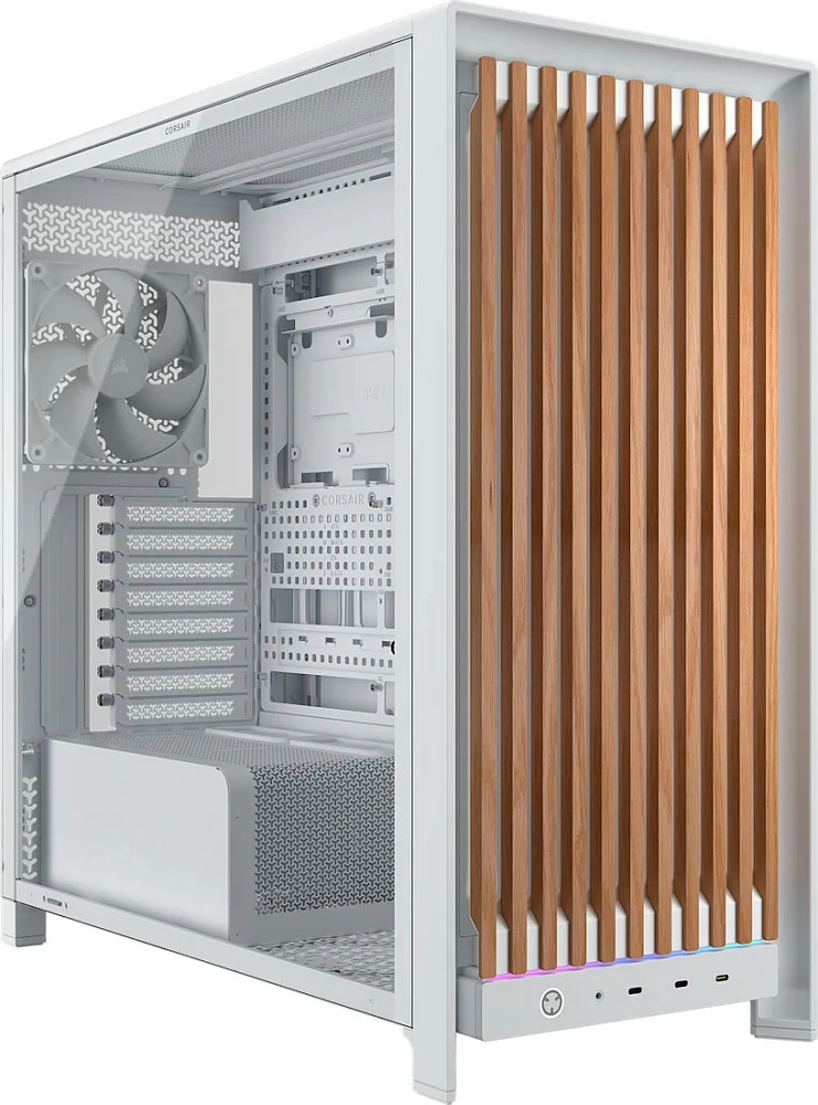 Kasë Corsair FRAME 5000D Wood RS Performance, Midi Tower, panel xhami i temperum, RGB, White/Oak