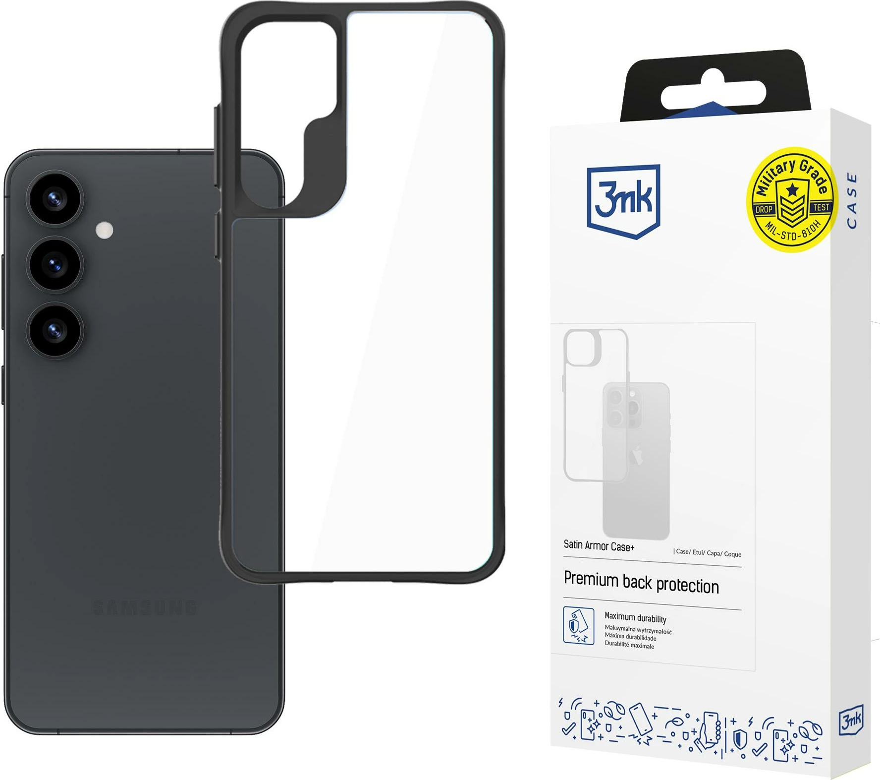 Mbështjellës 3mk Protection Satin Armor Case+ për Samsung Galaxy S25, transparent