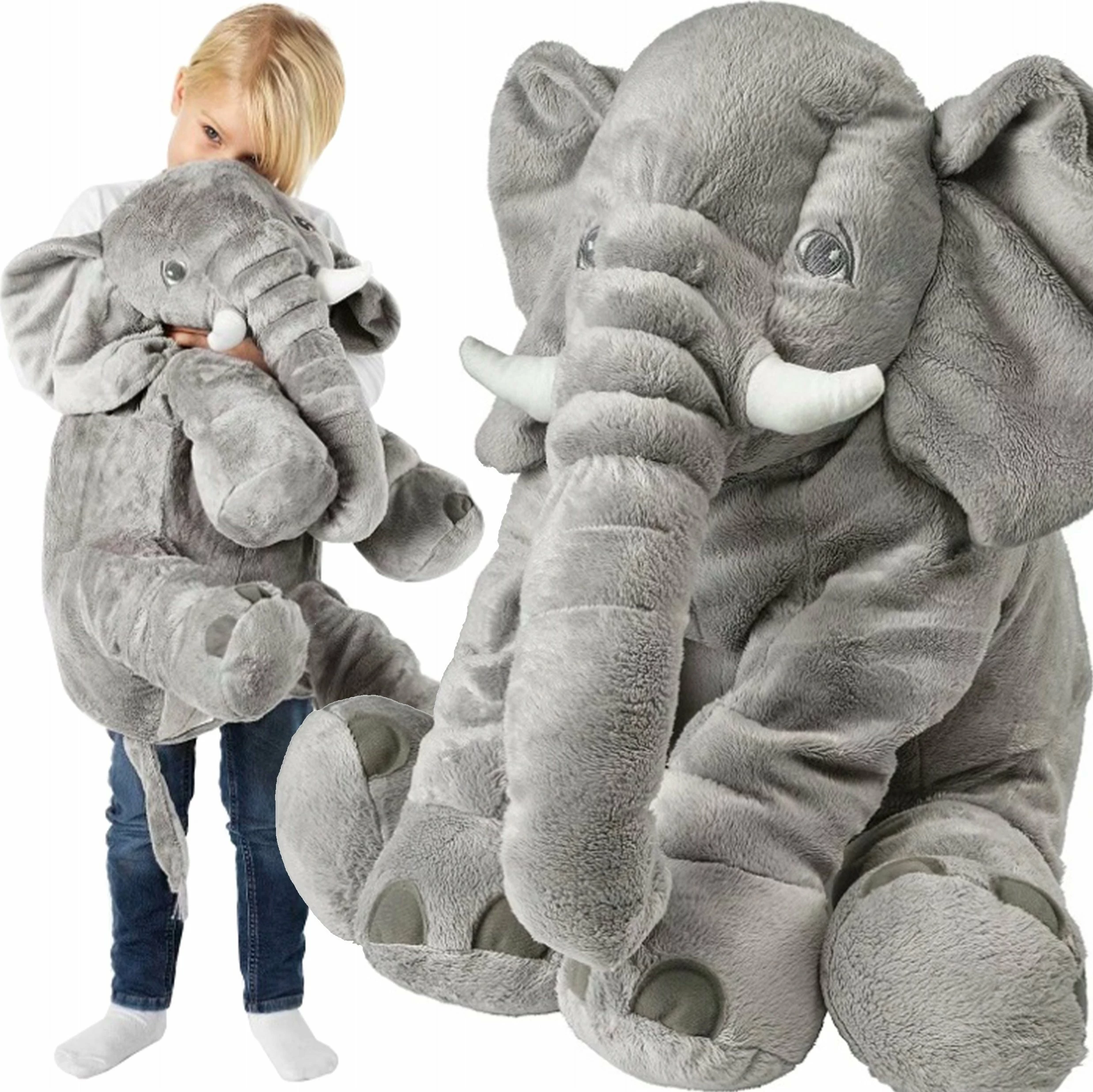 Jastëk lodër pelushi elefant, Gotel B48L, 70 cm, gri