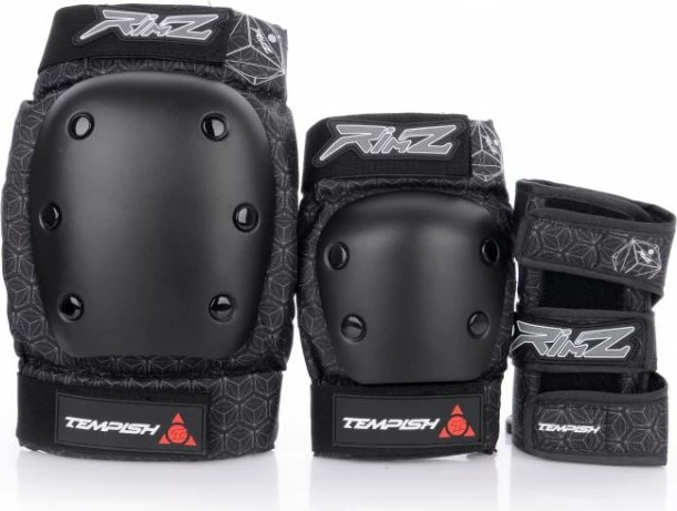 Set mbrojtësesh Tempish për skate, unisex, të zeza