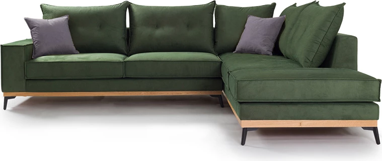 Divan qoshe luksoz II, kënd i majtë, pëlhurë cypress-karbon, 290x235x95cm