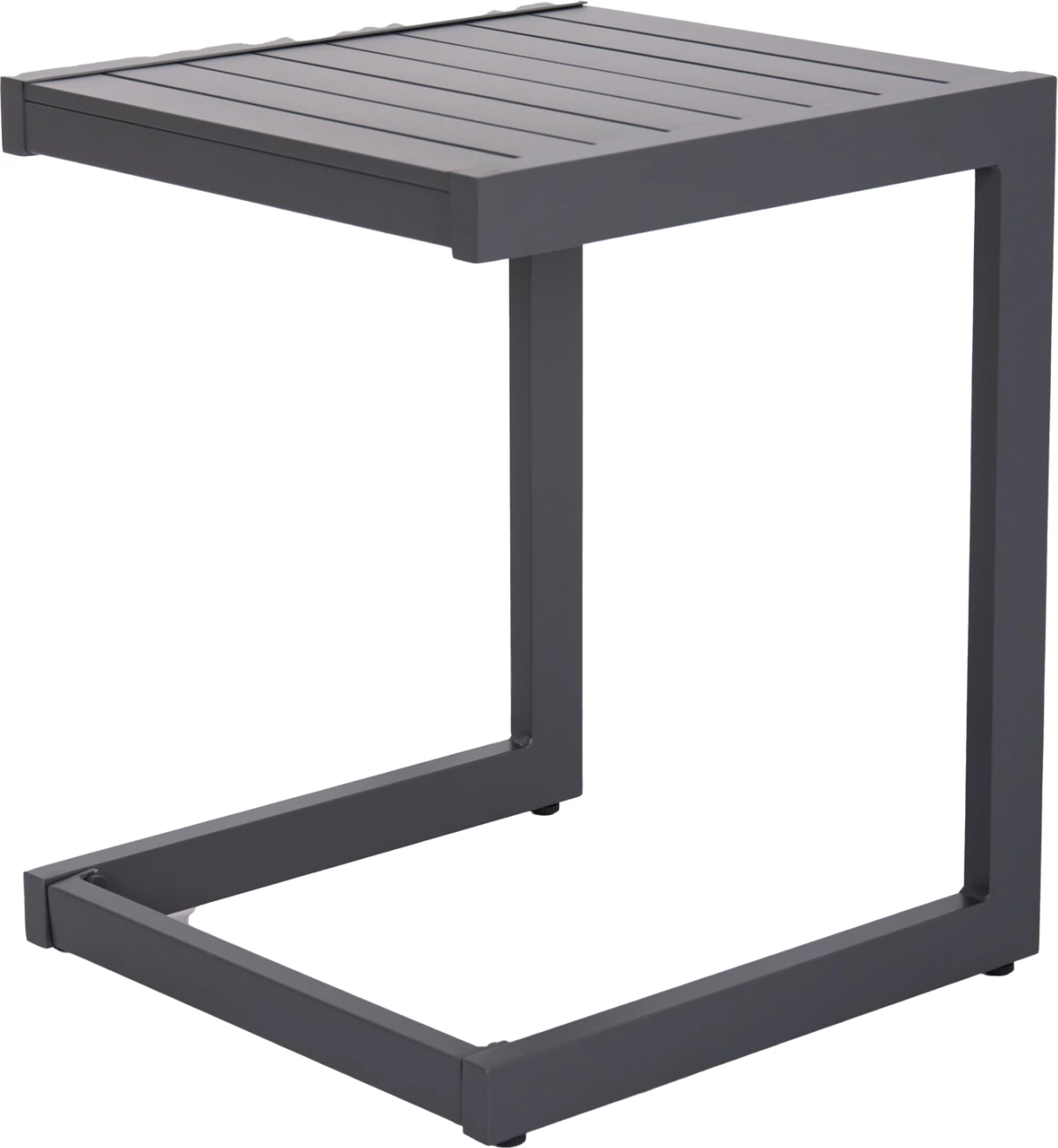 Tavolinë anësore për shezlong, alumin, ngjyrë gri e errët, BELLING FH6274.03, 42x43x53cm