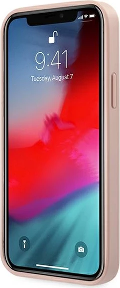 Mbështjellës Guess GUHCP12LRSAVSRG për iPhone 12 Pro Max 6.7", Saffiano Vintage Script, rozë