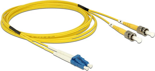 Kabllo fibër optike DeLOCK 84612, 2m, OS2 single-mode, LC-ST, e verdhë