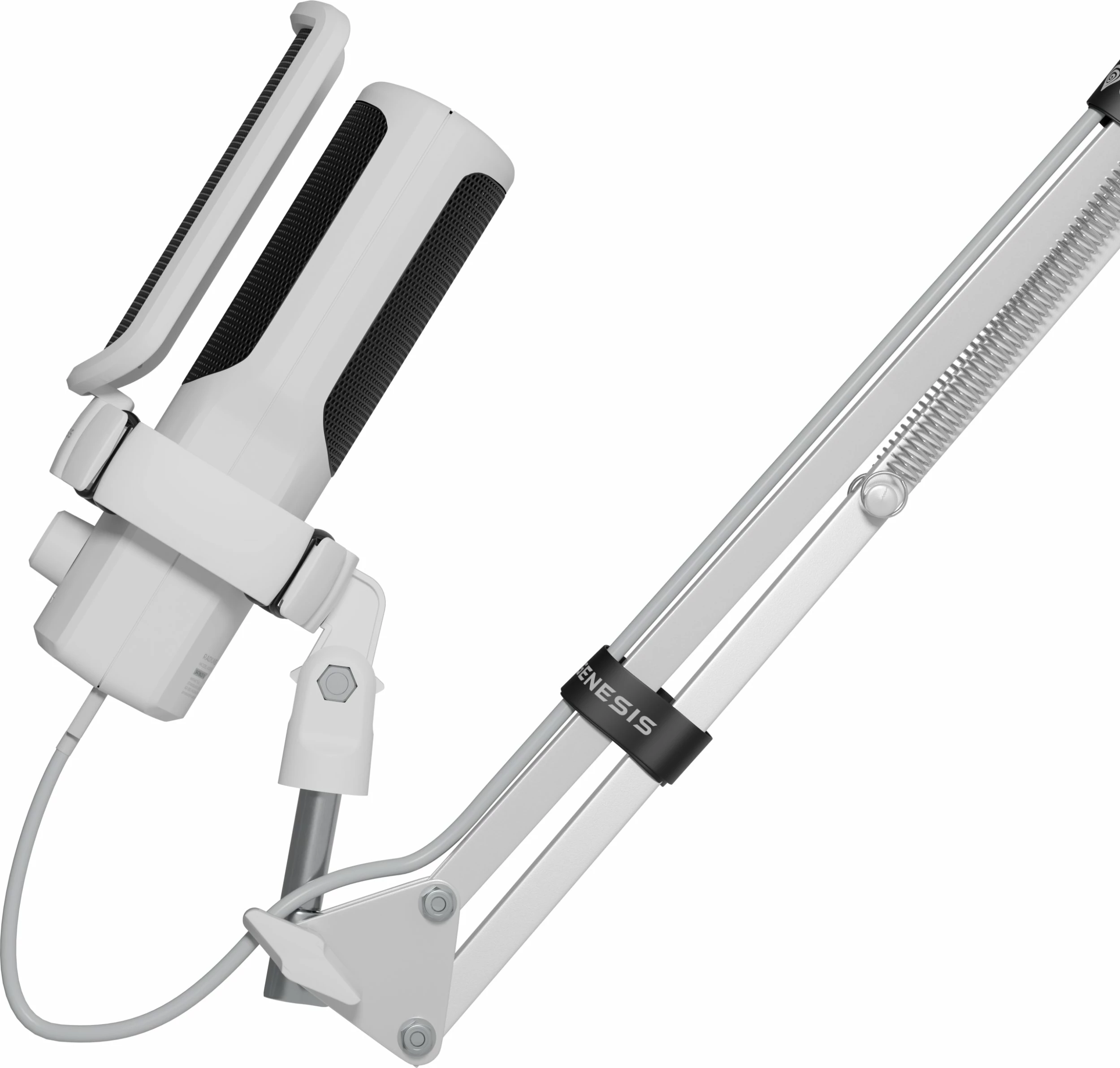 Mikrofon kondensator GENESIS Radium 251 (NGM-2355) USB-C, kardioid, RGB, set me krah dhe pop filter, i bardhë