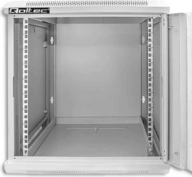 Kasë RACK Qoltec 12U, 600 x 450 x 635 mm, për montim në mur, Gri