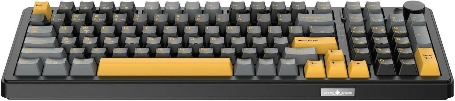 Tastierë gaming White Shark Excalibur, mekanike 98%, RGB, Hot-Swap KTT Wine Red, wireless/USB-C, black-grey