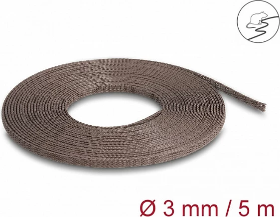Mbrojtëse gërshetore për kabllo DeLOCK, 5 m, Ø3 mm, rezistente ndaj brejtësve, kafe
