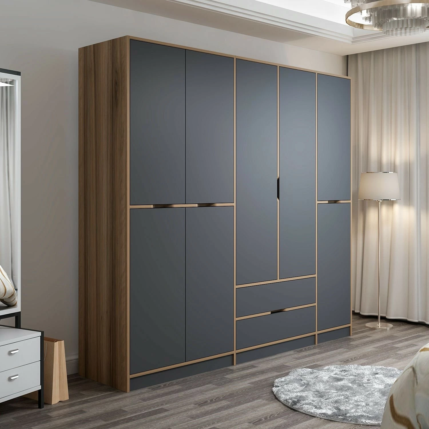 Dollap Hanah Home Elina, anthracite dhe dore, 232x208x52cm