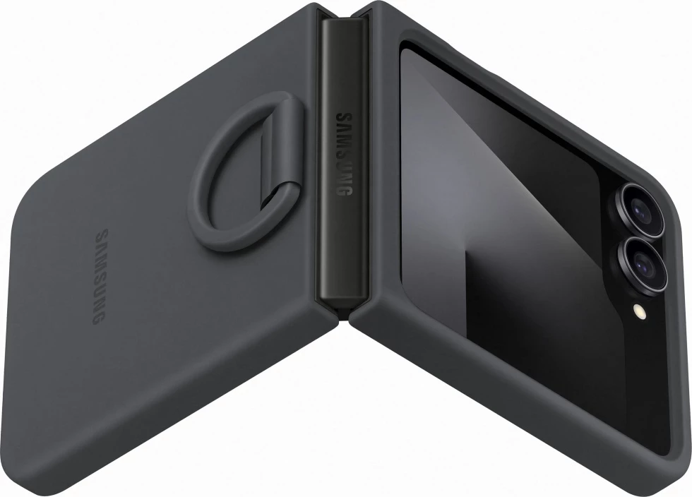 Mbështjellës silikoni origjinal me unazë Samsung EF-PF741TBE për Galaxy Z Flip 6, i zi