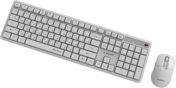 Tastierë me maus wireless Gembird Silent Key Pro Business, të bardha, set