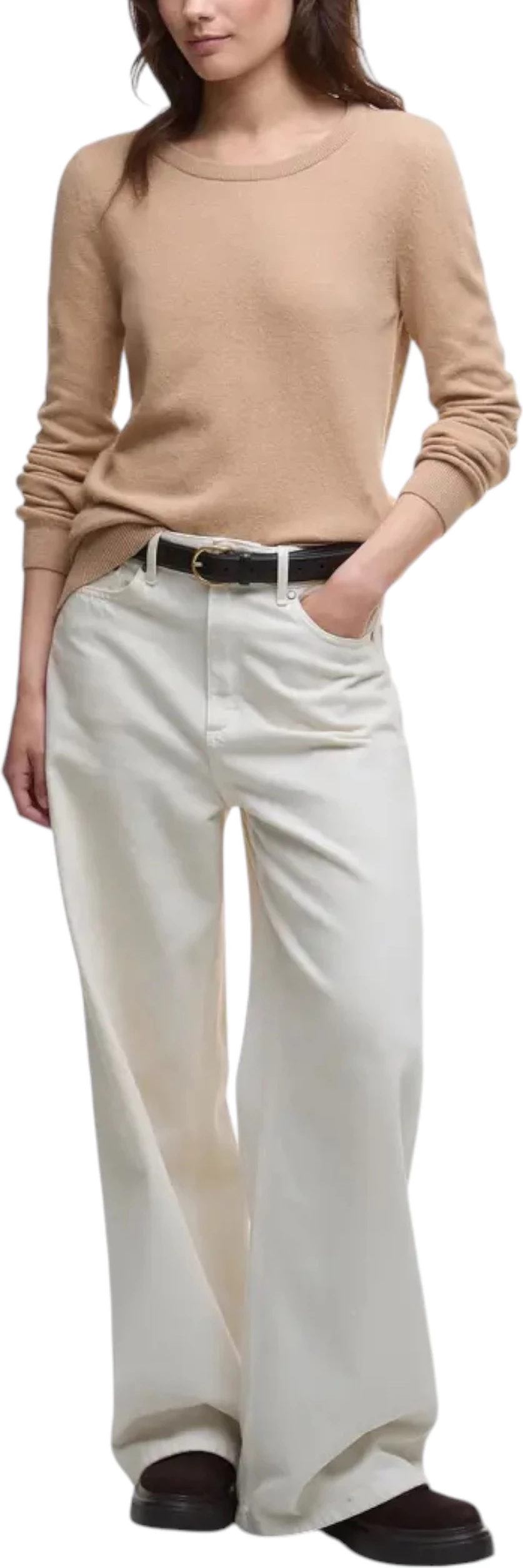 Xhemper për femra Barbour Pendle Crew Knit LKN1075, bejzh [Madhësia: 14]