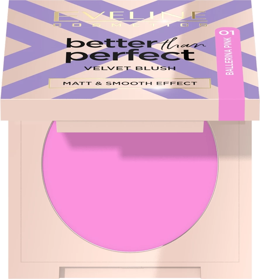 Blush për femra Eveline Cosmetics Better Than Perfect Velvet Blush pressed powder 01 Ballerina Pink, 2.3g