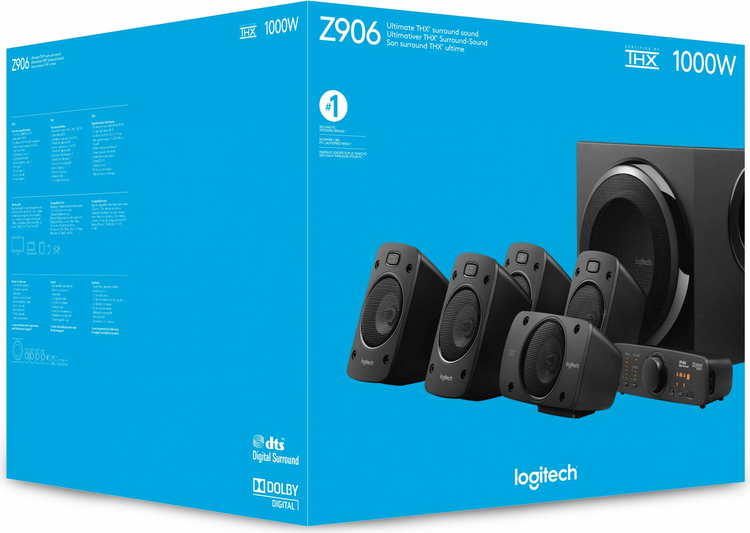 Altoparlantë surround sound Logitech Z906, 5.1 kanale, 500 W, 1000 W, IR, të zeza