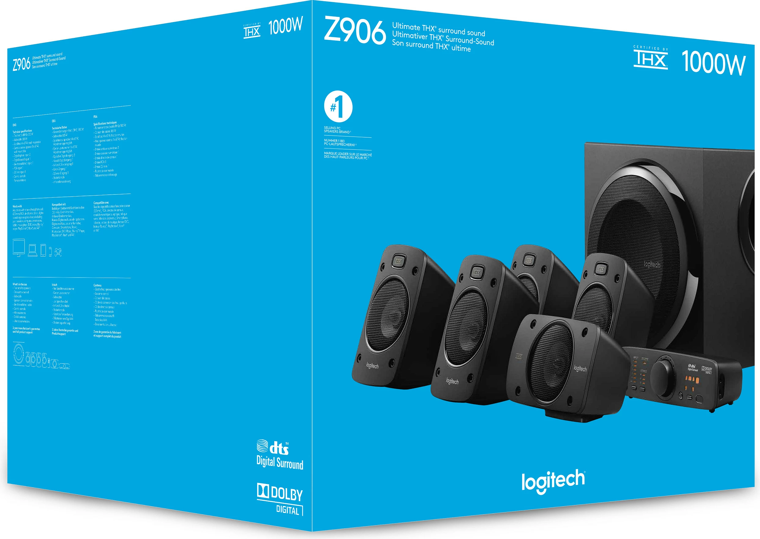 Altoparlantë surround sound Logitech Z906, 5.1 kanale, 500 W, 1000 W, IR, të zeza