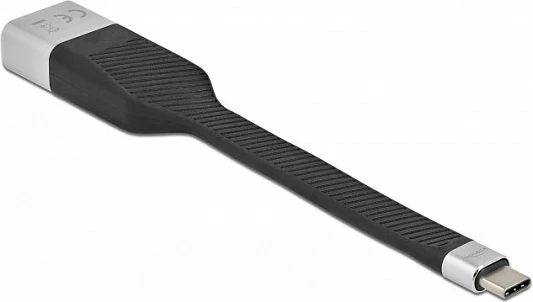 Adapter rrjeti DeLOCK USB-C në Gigabit LAN, 15 cm, 10/100/1000 Mbps, i zi/argjend