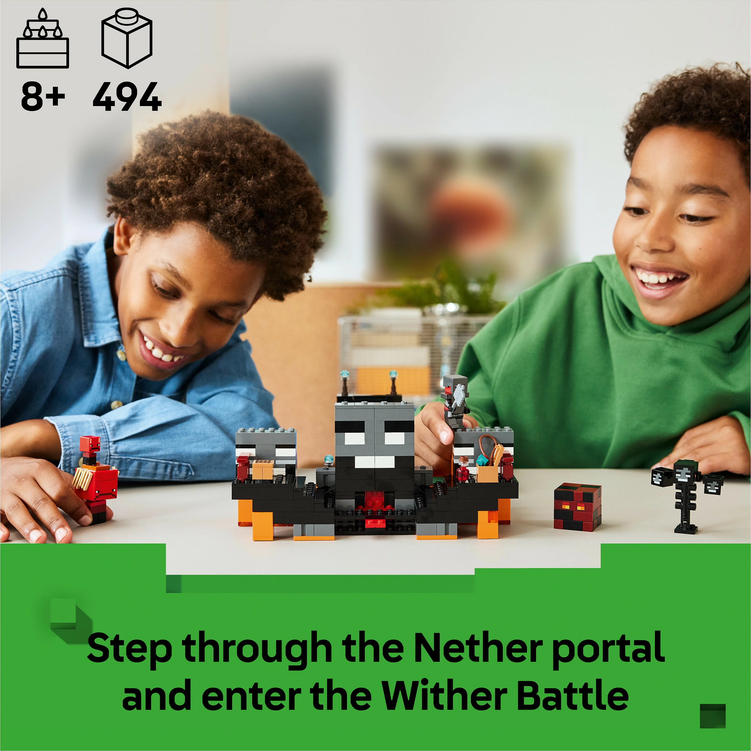 Set ndërtimi LEGO Minecraft Wither Battle 21590, 494 copë, 7 figura, shumëngjyrësh
