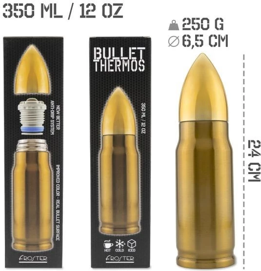 Termus FROSTER Bullet Brass, 350 ml, Ngjyrë çeliku
