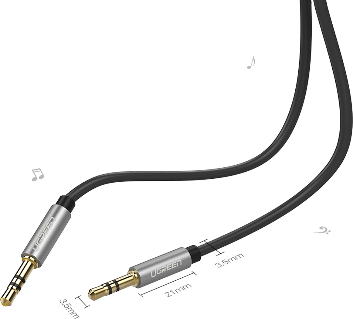 Kabllo audio AUX Ugreen AV119 10733, 1m, mini jack 3.5mm, e zezë