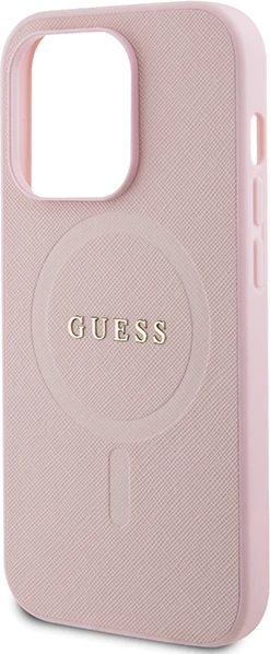 Mbështjellës Guess GUHMP14XPSAHMCP për iPhone 14 Pro Max, Saffiano MagSafe, rozë
