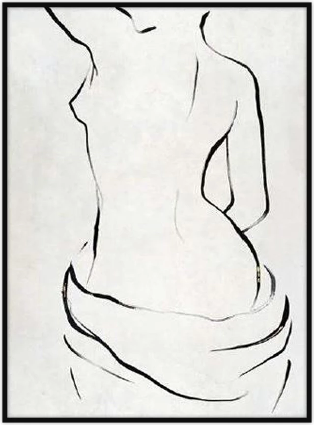 Pikturë dekorative FIGURA, kanavacë, ngjyrë e bardhë dhe e zezë, 60x90x5cm