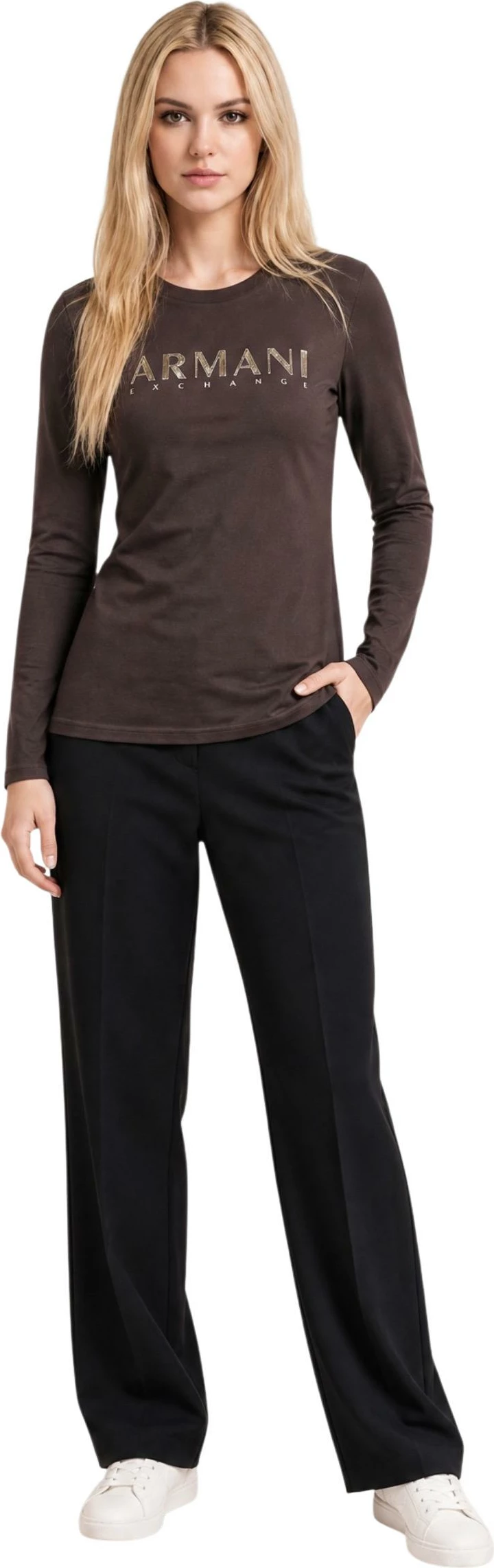 Maicë me mëngë të gjata për femra Armani Exchange XW002761 AF23954, kafe [Madhësia: XS]