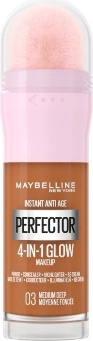 Krem pudër Maybelline 4 In 1 Glow, 03 Medium Deep, 20 ml