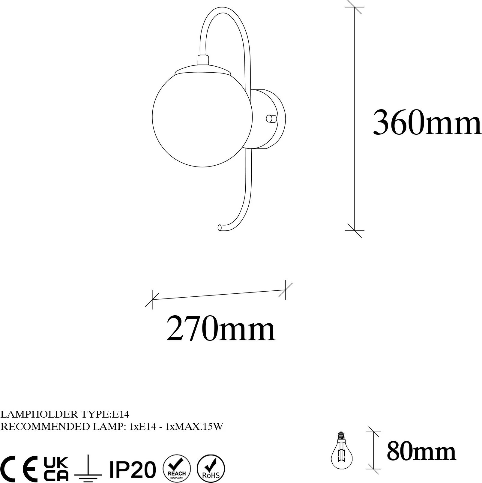 Llambë muri Opviq, Jewel - 10550, e zezë