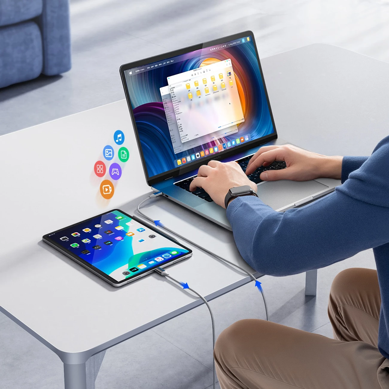 Kabllo USB-C në USB-C Orico CDX, 1m, 60W, 3A, e bardhë