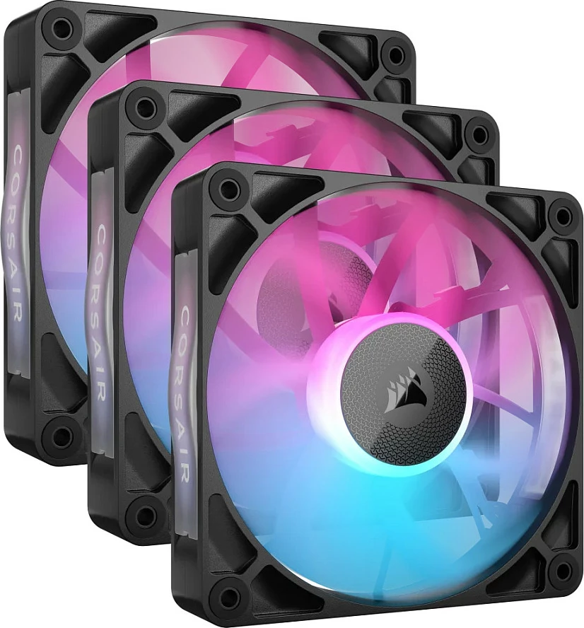 Ventilatorë për kasë Corsair iCUE LINK RX120 RGB, 120mm, 3 copë, të zi