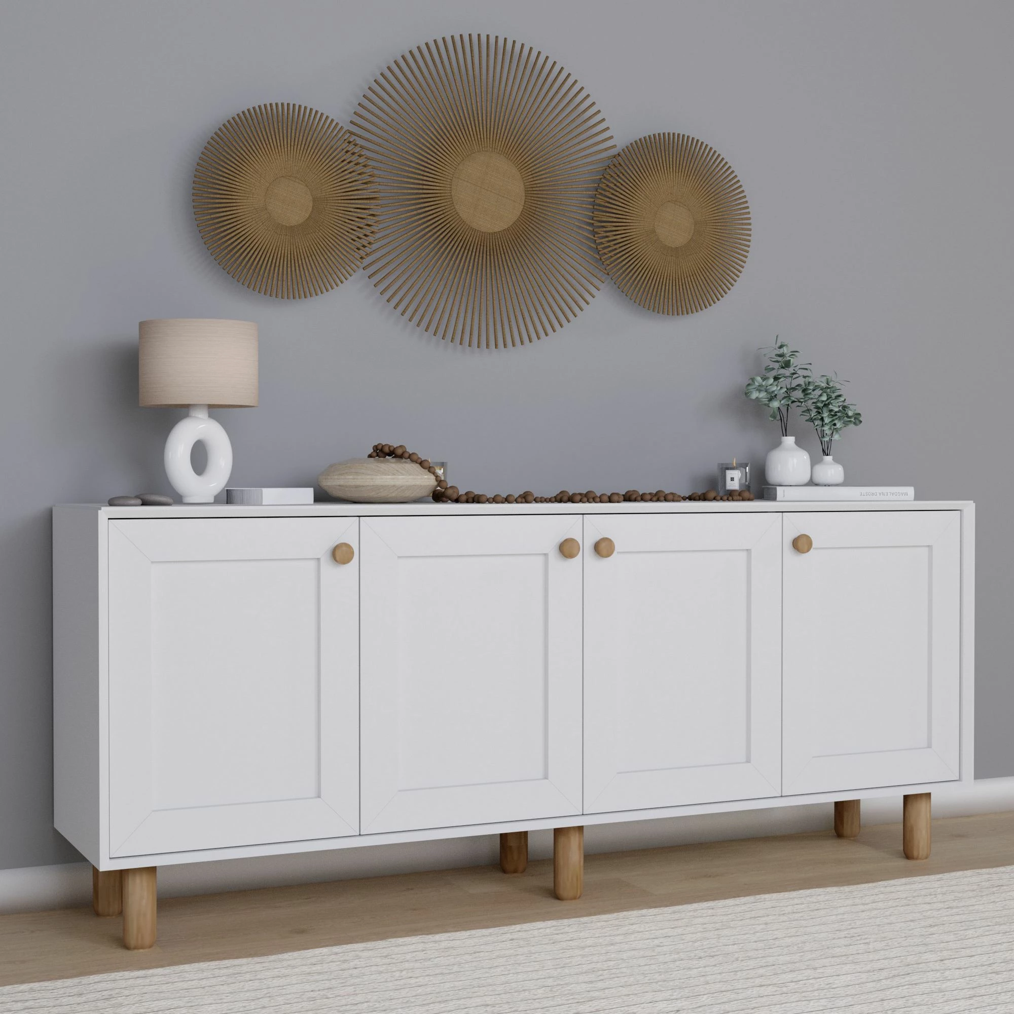Konsol Skye Decor, ngjyrë e bardhë, 180x75x40 cm