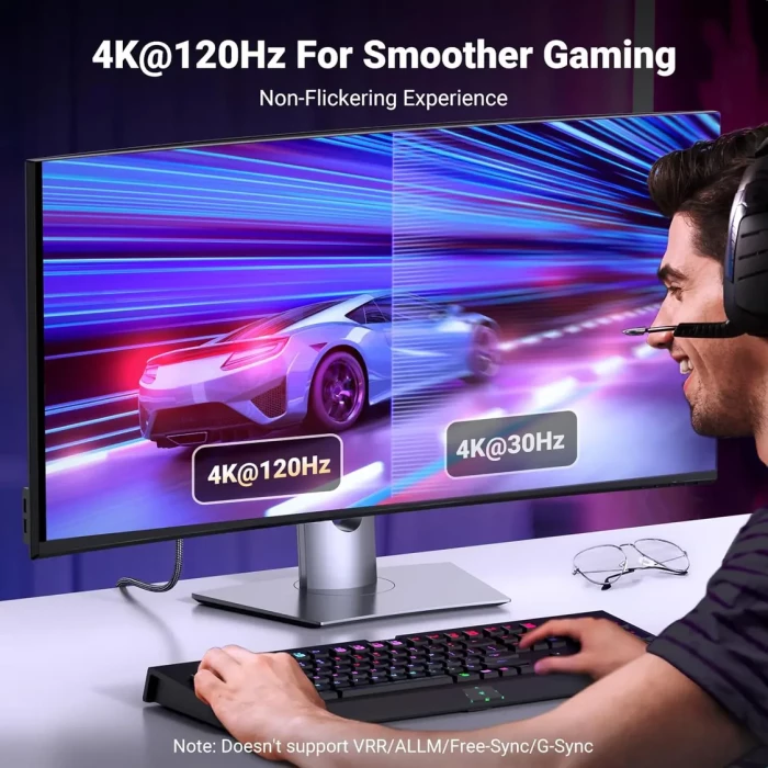 Kabllo DisplayPort në HDMI UGREEN 80395, 8K@60Hz, 1m, e zezë/gri