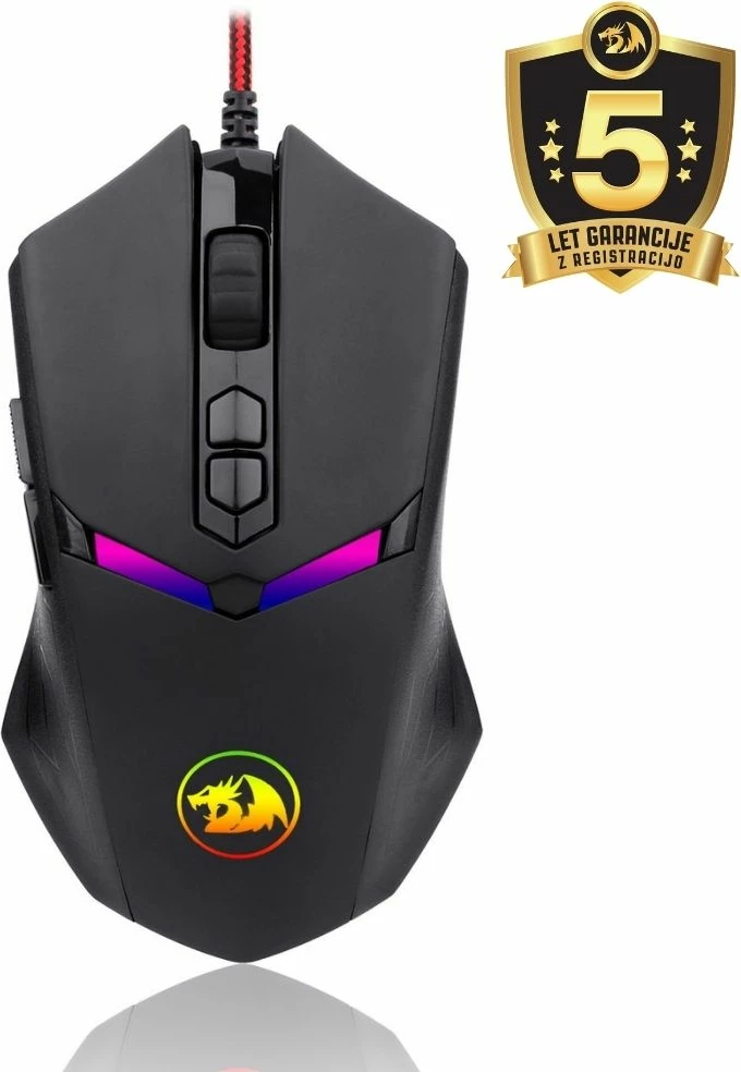 Maus gaming Redragon M602-1 Nemeanlion 2, me kabllo, 7200 DPI, RGB, 7 butona, i zi/kuq